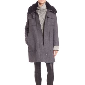 Theory Yvioa Fur Collar Coat